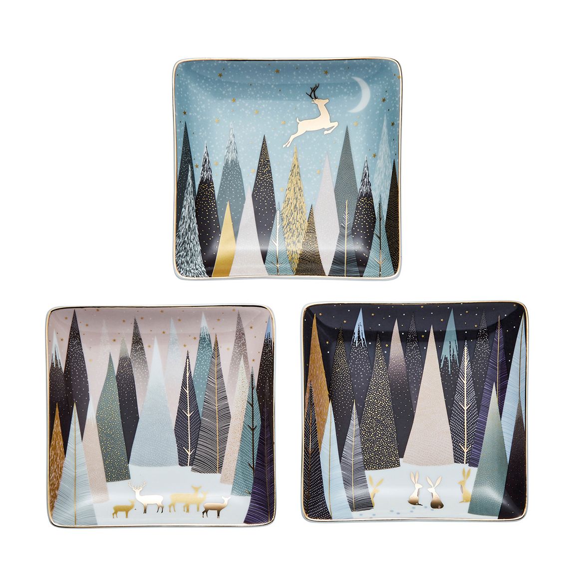 Set of 3 Frosted Pines Square Dishes main product photo