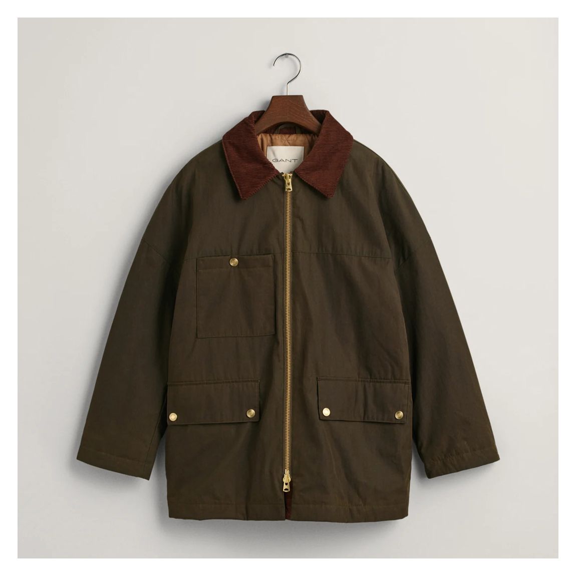 Khaki Waxed Mid Length Jacket main product photo