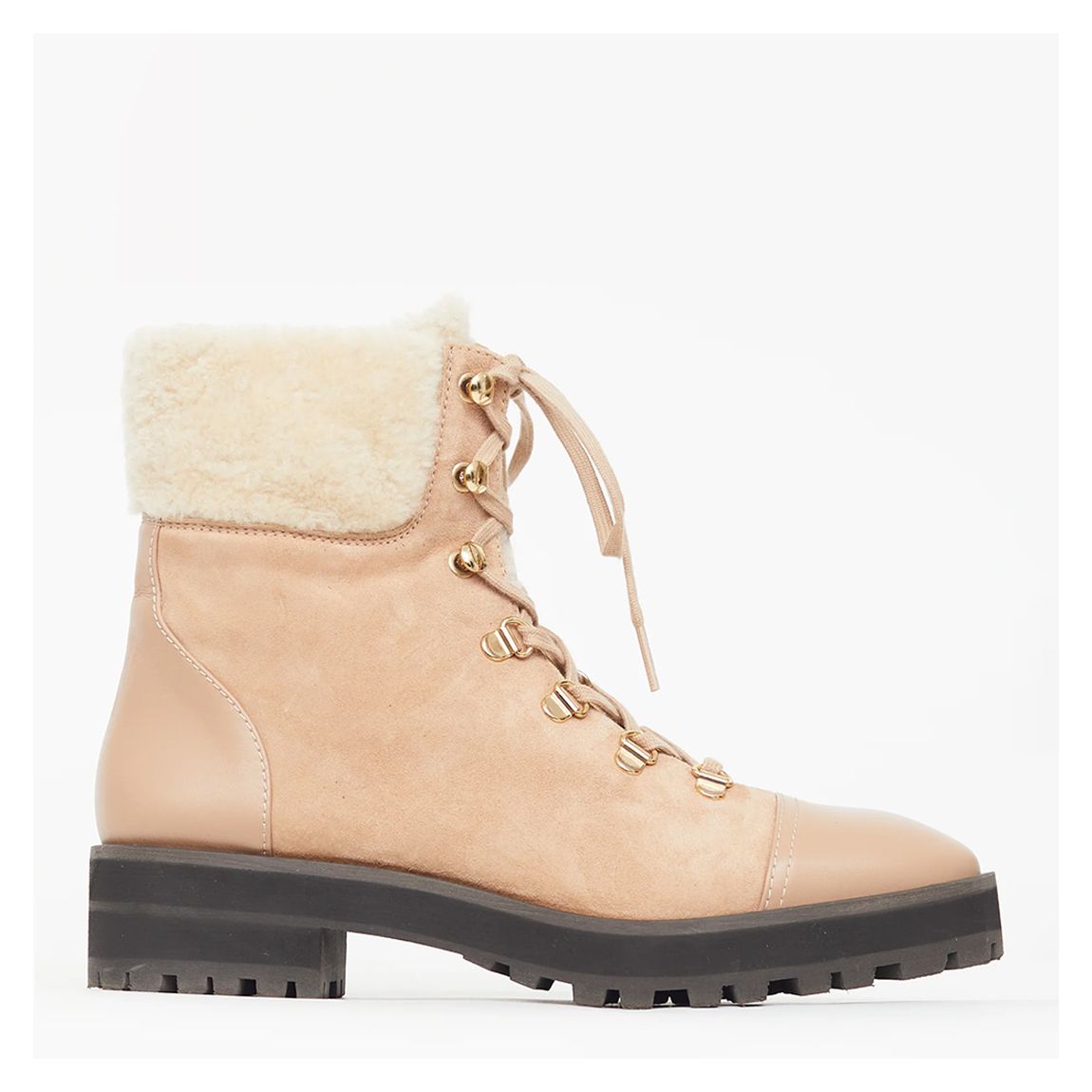 Beige Suede Alpine Combat Boot main product photo