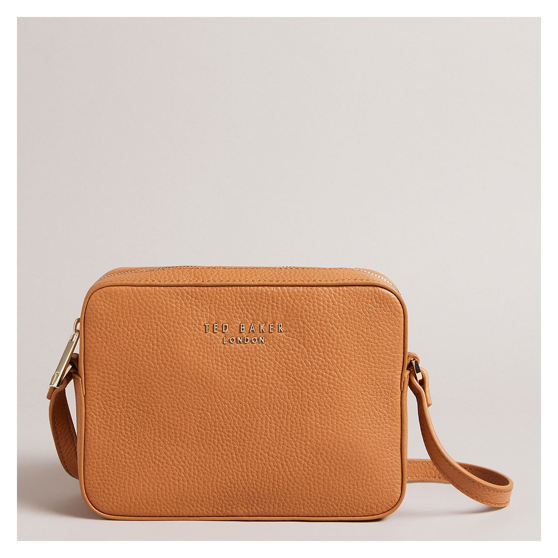 Tan Debbi Soft Grain Branded Leather Camera Bag main product photo