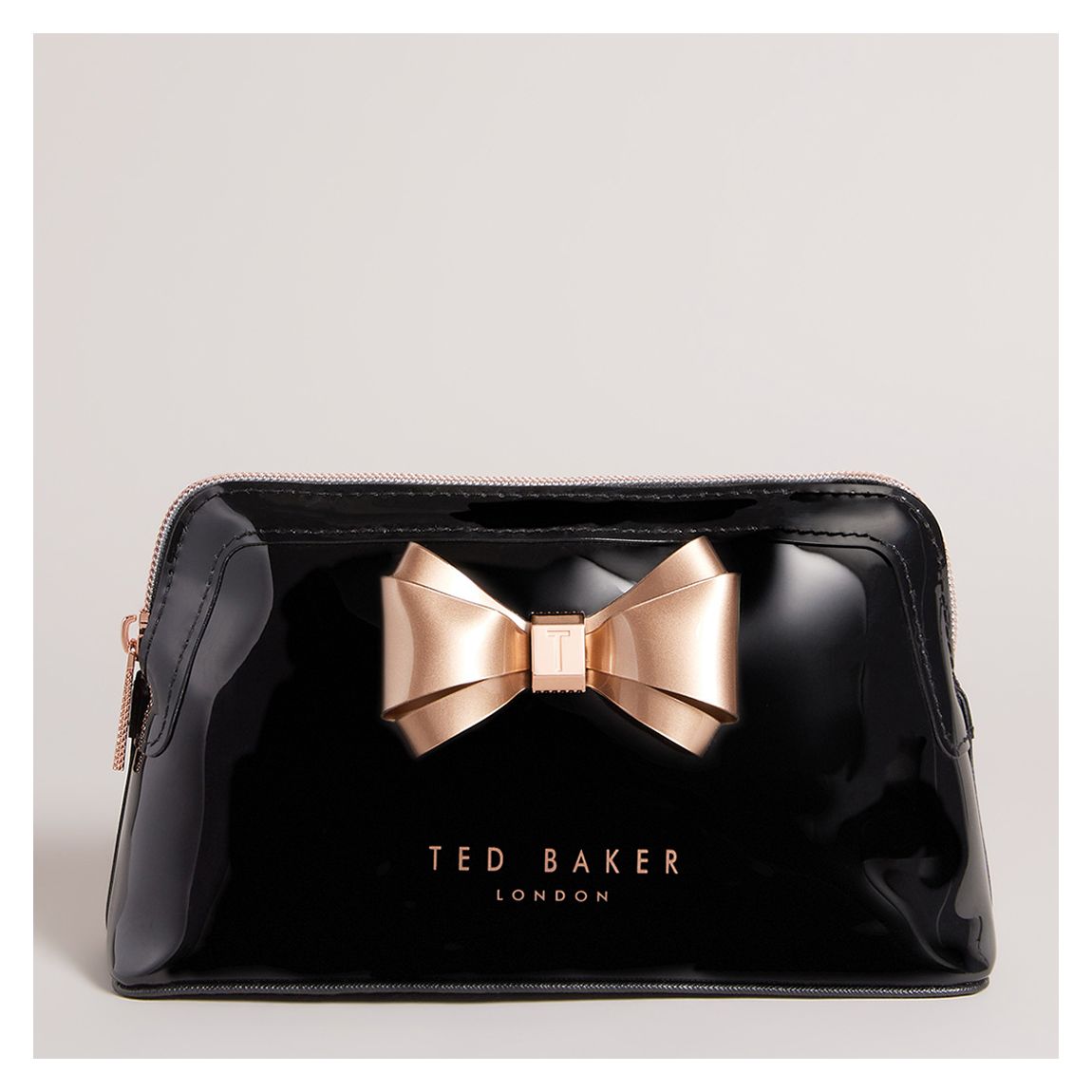 Black Aimee Glossy Bow Wash Bag main product photo