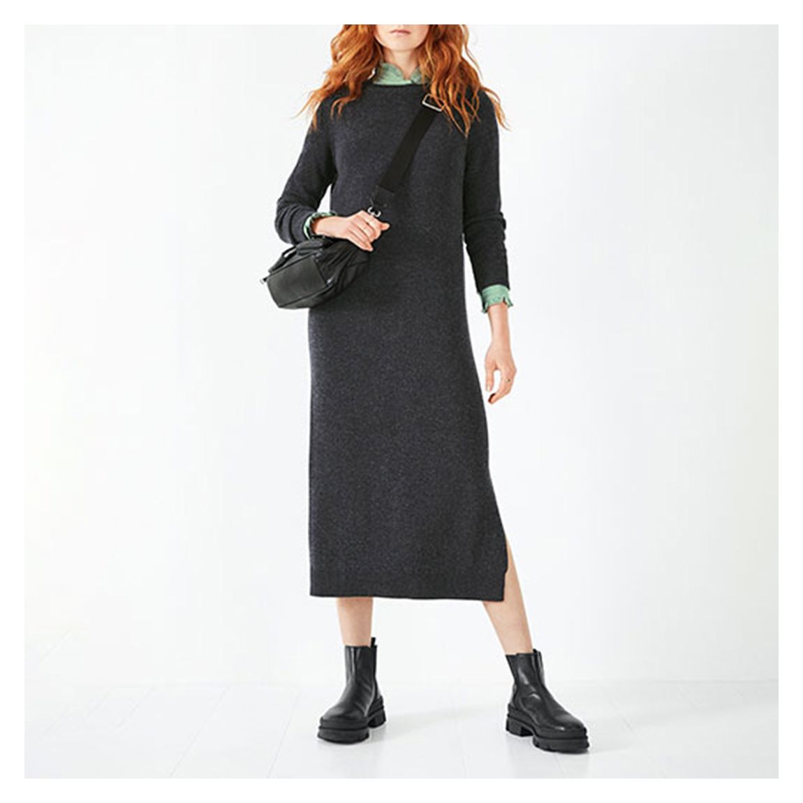 Charcoal Scarlett Knitted Midi Dress main product photo