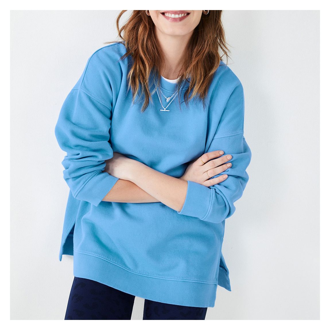 Blue Mia Oversized Cotton Sweatshirt main product photo