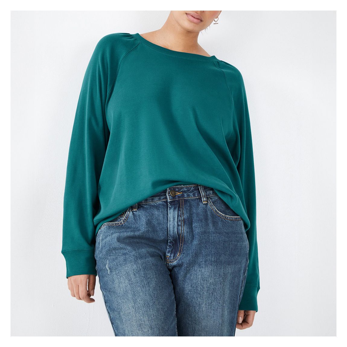 Teal Genevieve Raglan Cotton Top main product photo