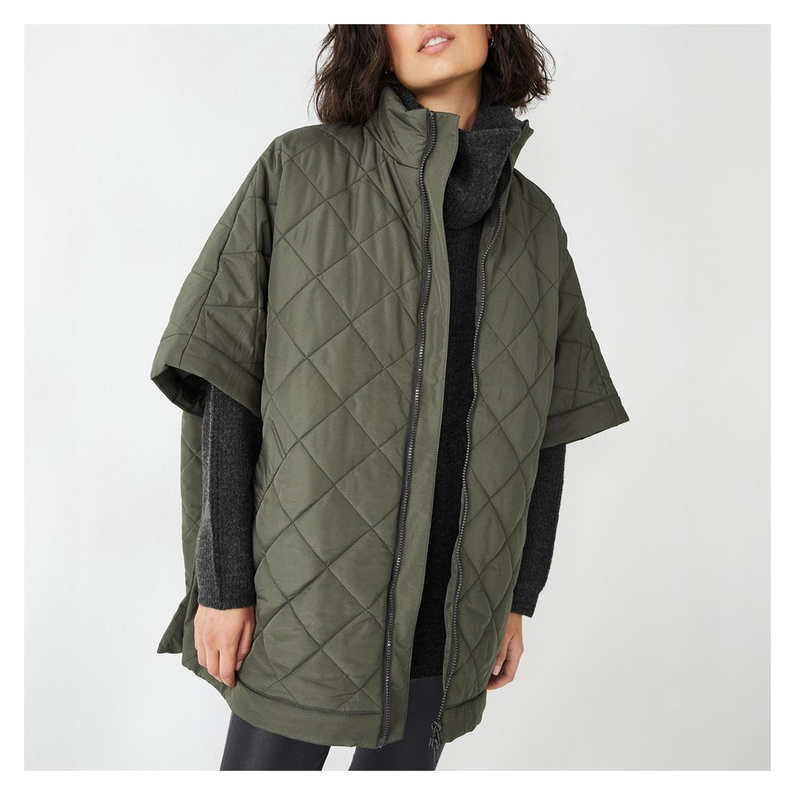 Khaki Courtney Quilted Cape main product photo