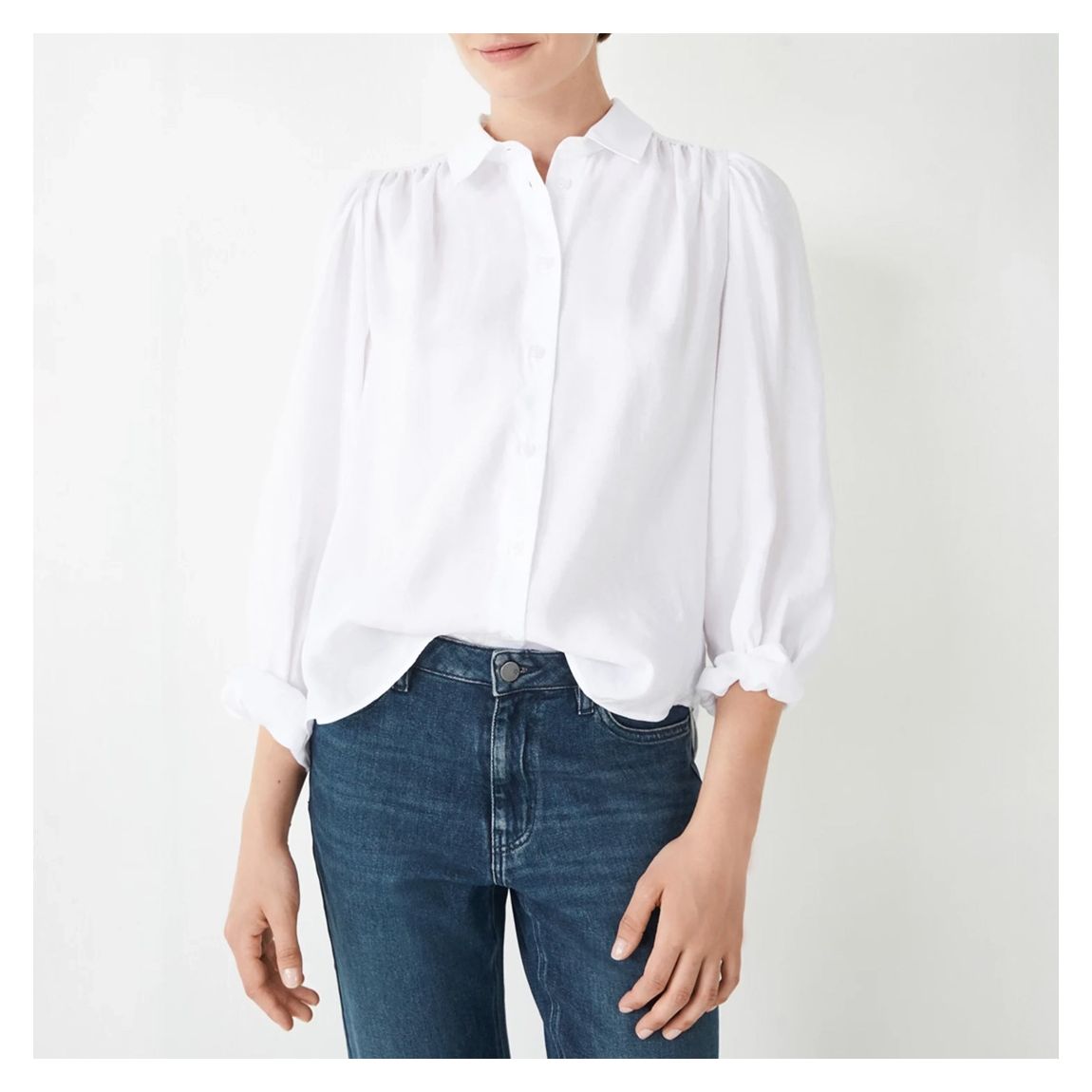 White Arya Gathered Shirt main product photo