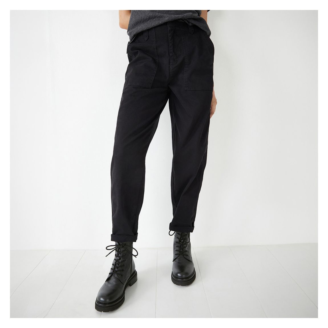 Black Utility Chino Cotton Trousers main product photo