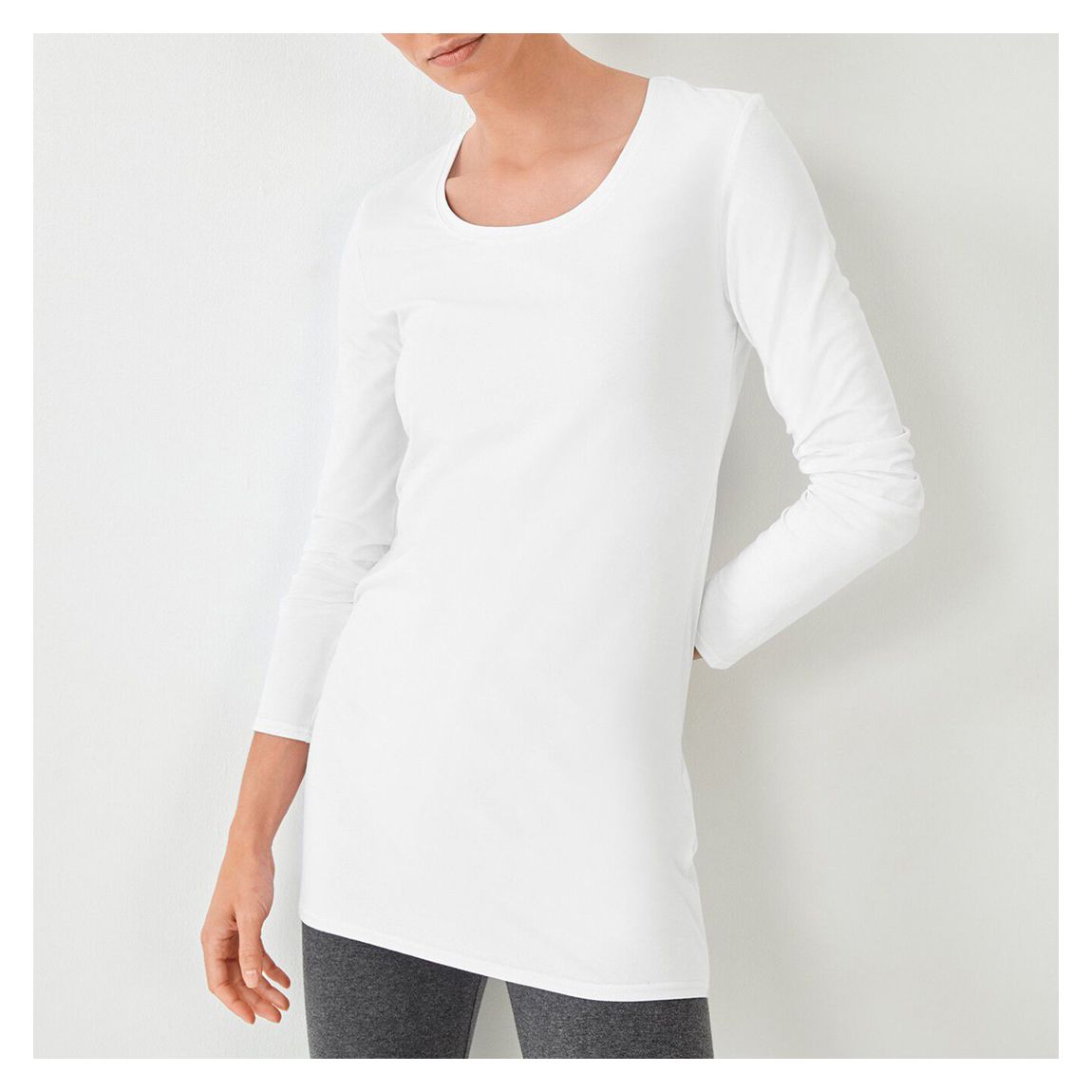 White Longline Stretch-Cotton T-Shirt main product photo