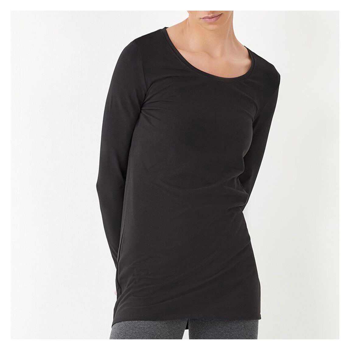 Black Longline Stretch-Cotton T-Shirt main product photo