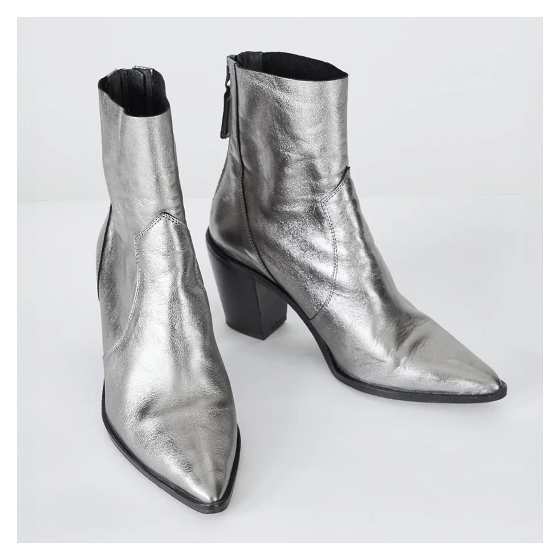 Silver Tallis Metallic Leather Boots main product photo