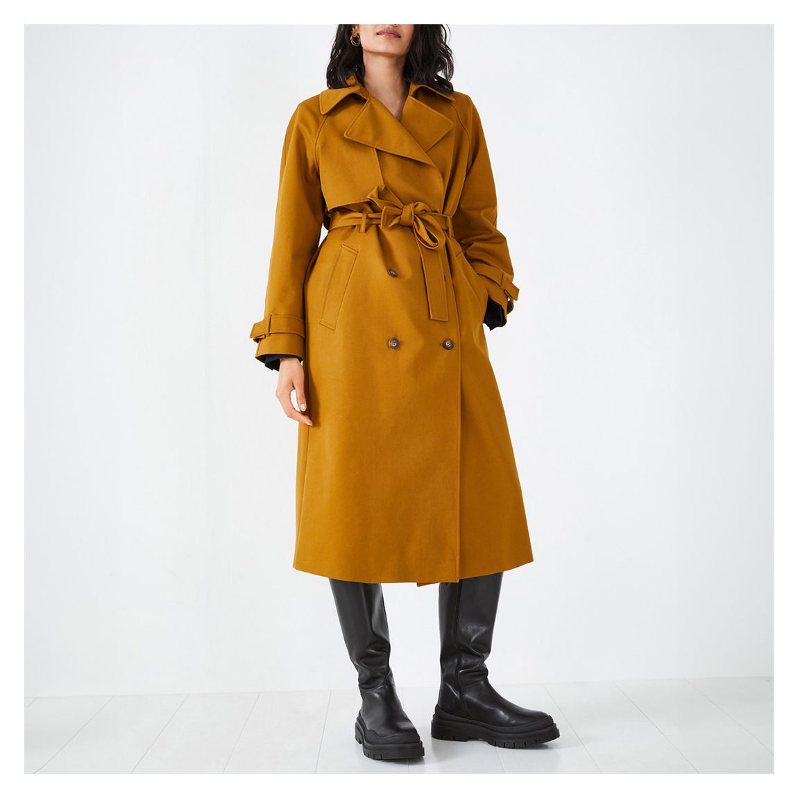 Mustard Viola Relaxed Cotton Trench main product photo