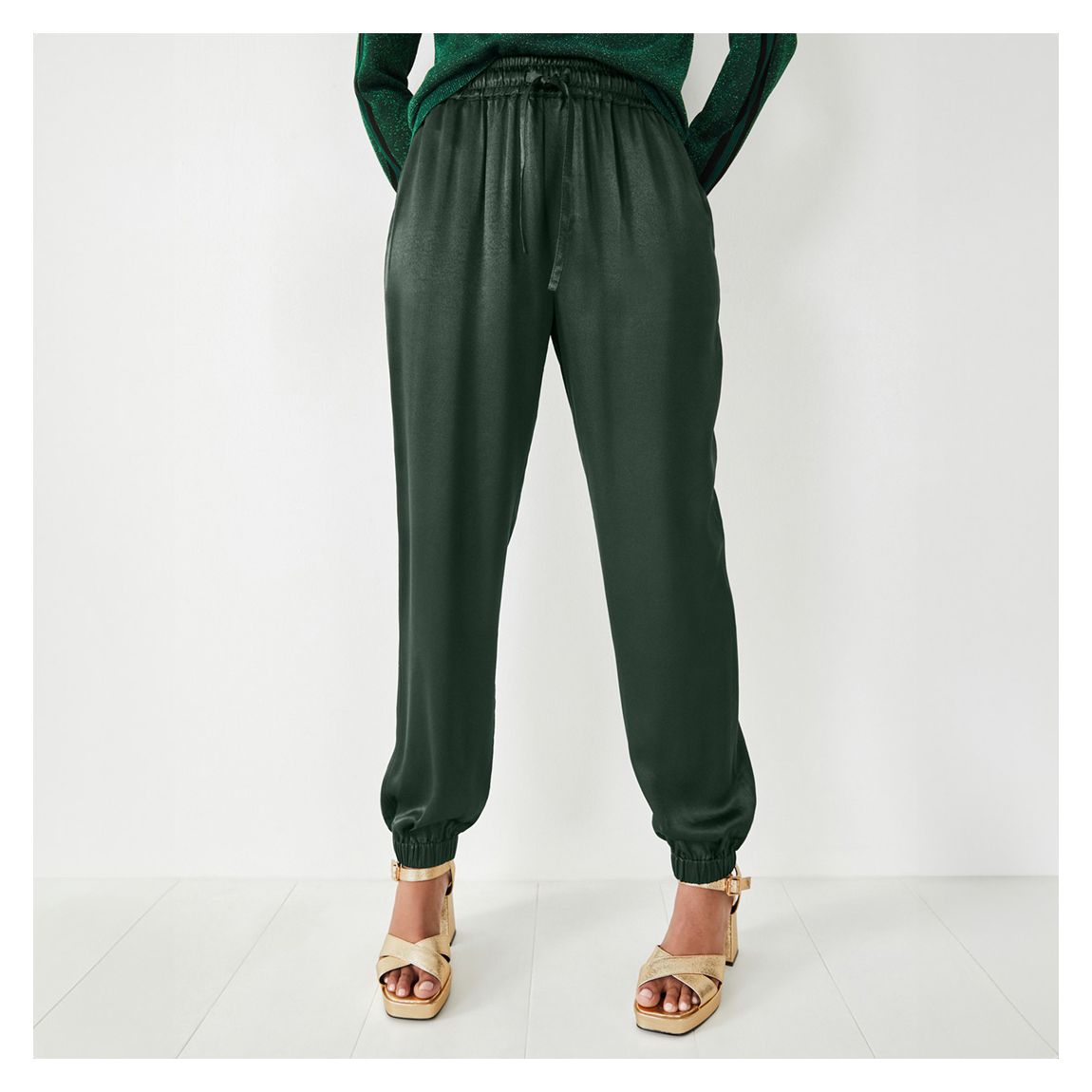 Green Selina Slinky Joggers main product photo