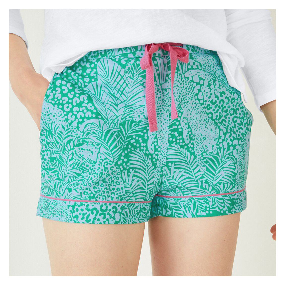Green/Blue Isla Printed Cotton PJ Trousers main product photo