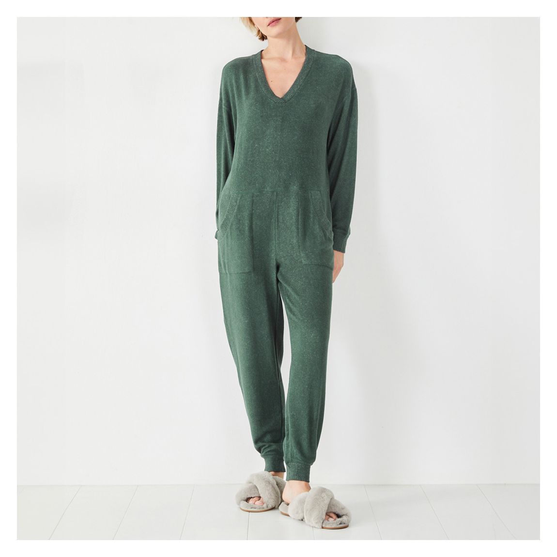Dark Green Elle Supersoft V-Neck Onesie main product photo