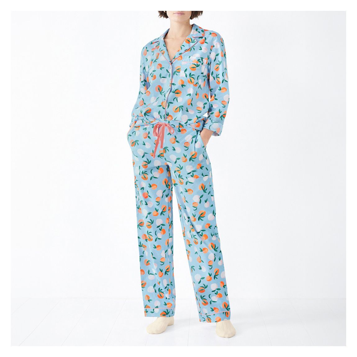 Blue/Orange Isla Printed Cotton PJ Trousers main product photo