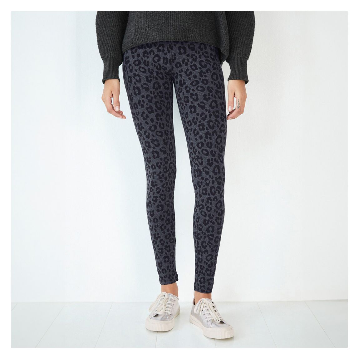 Charcoal Printed Cotton Leggings main product photo