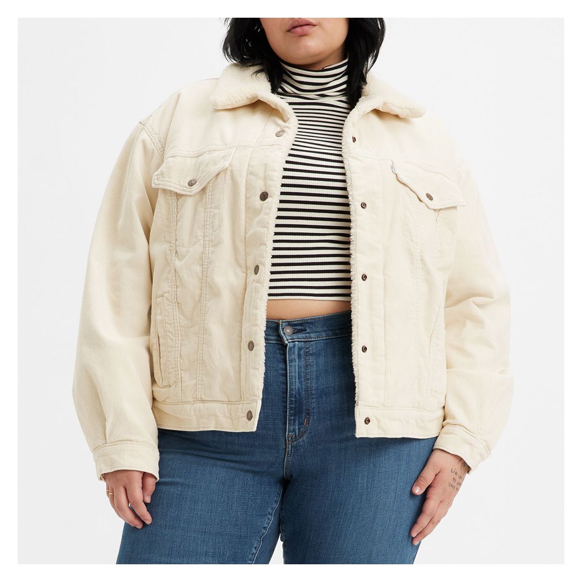 Ecru Sherpa Trucker Cotton Jacket main product photo