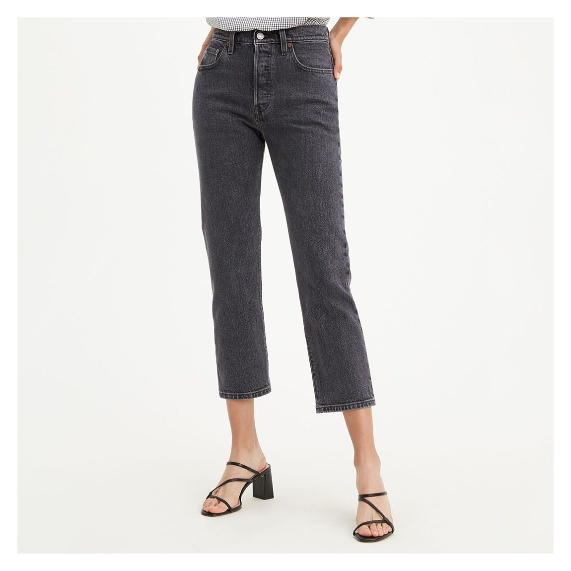 Black 501® Cropped Stretch Jeans main product photo