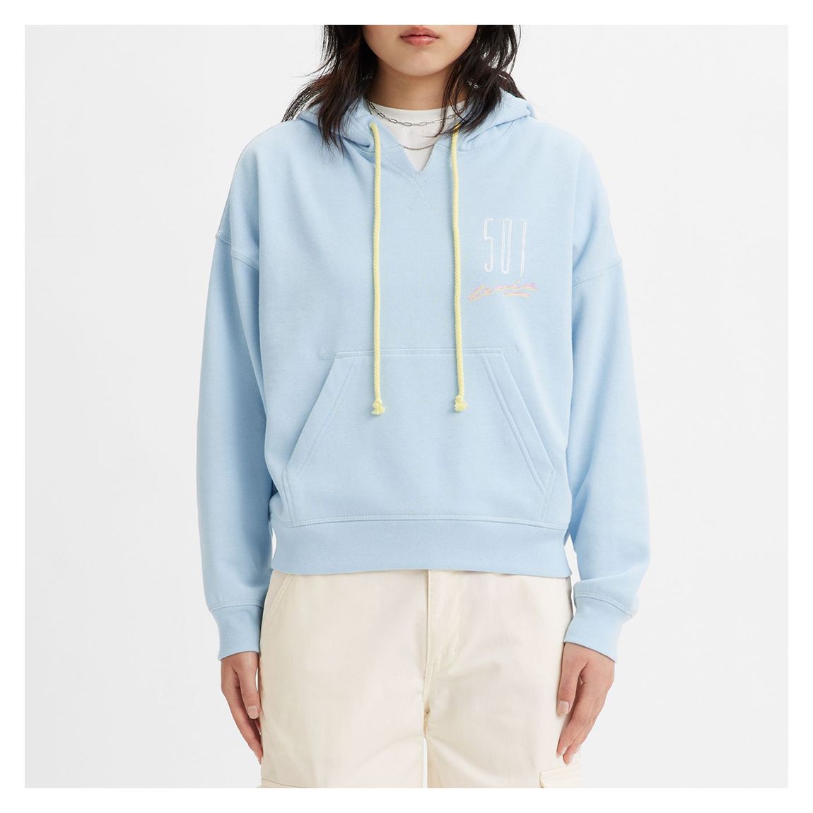 Light Blue Authentic Cotton Blend Hoodie main product photo