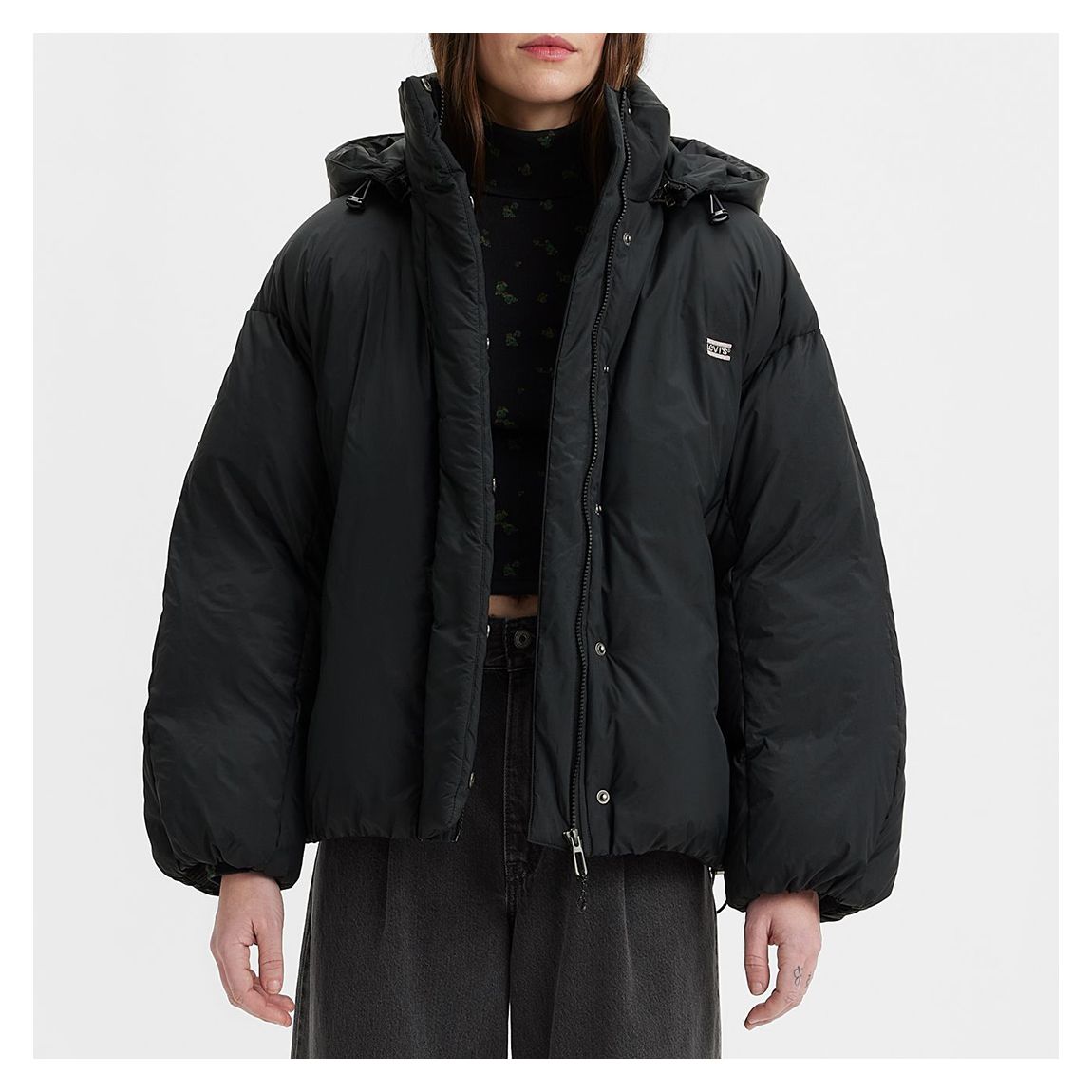 Black Short Puffer Coat main product photo