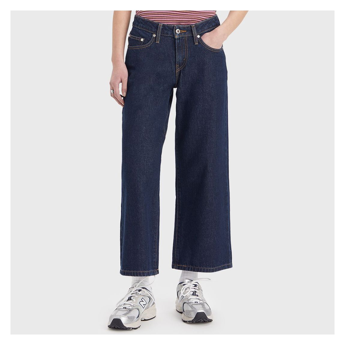 Dark Blue Baggy Cropped Jeans main product photo