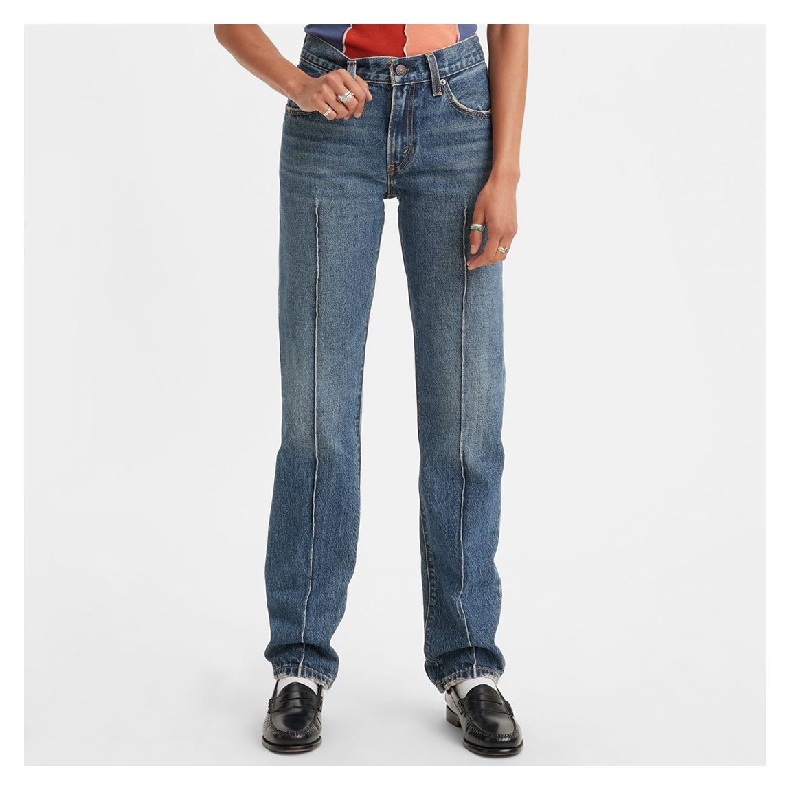 Blue Middy Straight Jeans main product photo