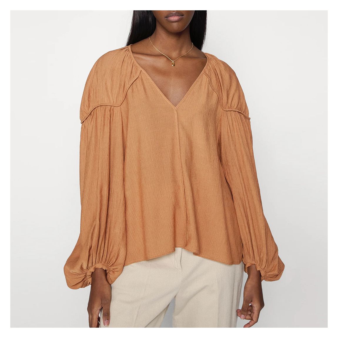 Camel Ramonas V Neck Blouse main product photo