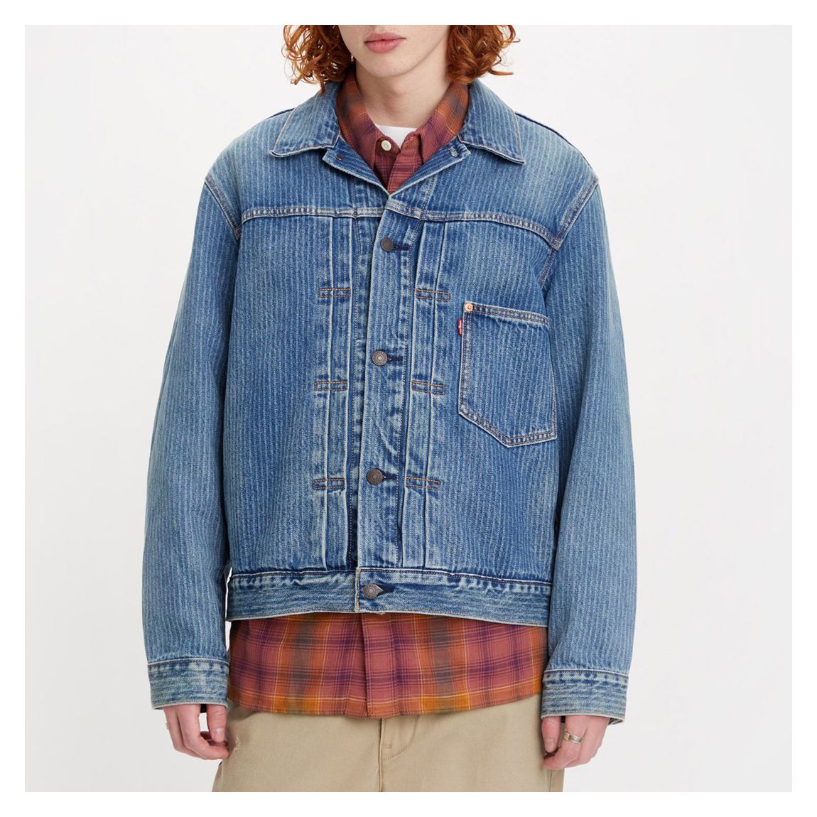 Blue Trucker Stripe Denim Jacket main product photo
