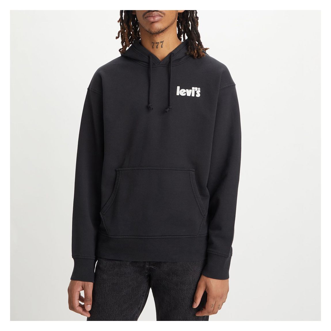Black Relaxed Cotton Hoodie main product photo