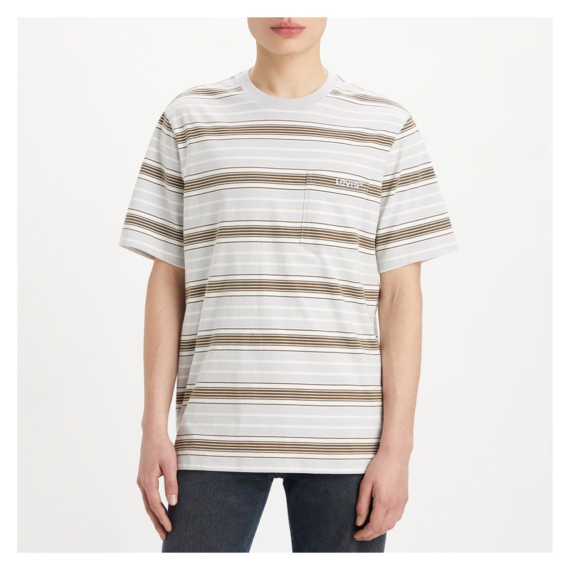 White Pocket Stripe Cotton T-Shirt main product photo