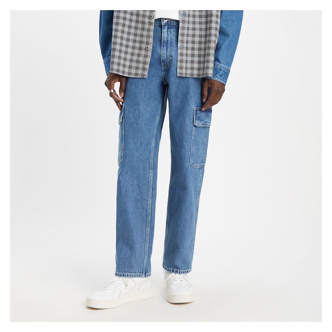 Blue Silvertab Loose Cargo Jeans main product photo