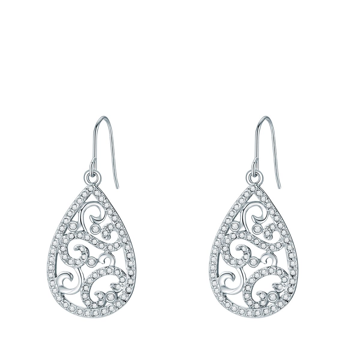 Silver Embellished Drop Earrings with Swarovski Crystals main product photo