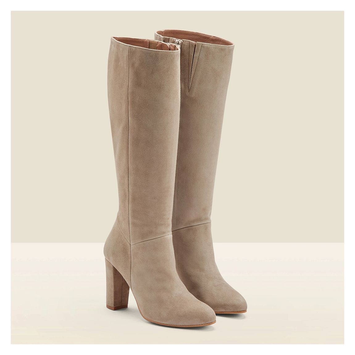 Blake Taupe Suede Zip Knee High Boot main product photo
