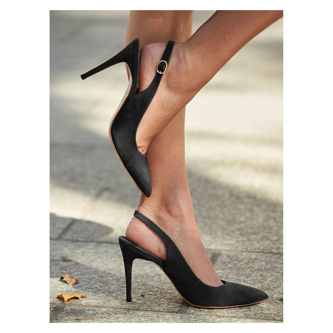 Sierra Black Suede Slingback Court Shoe main product photo