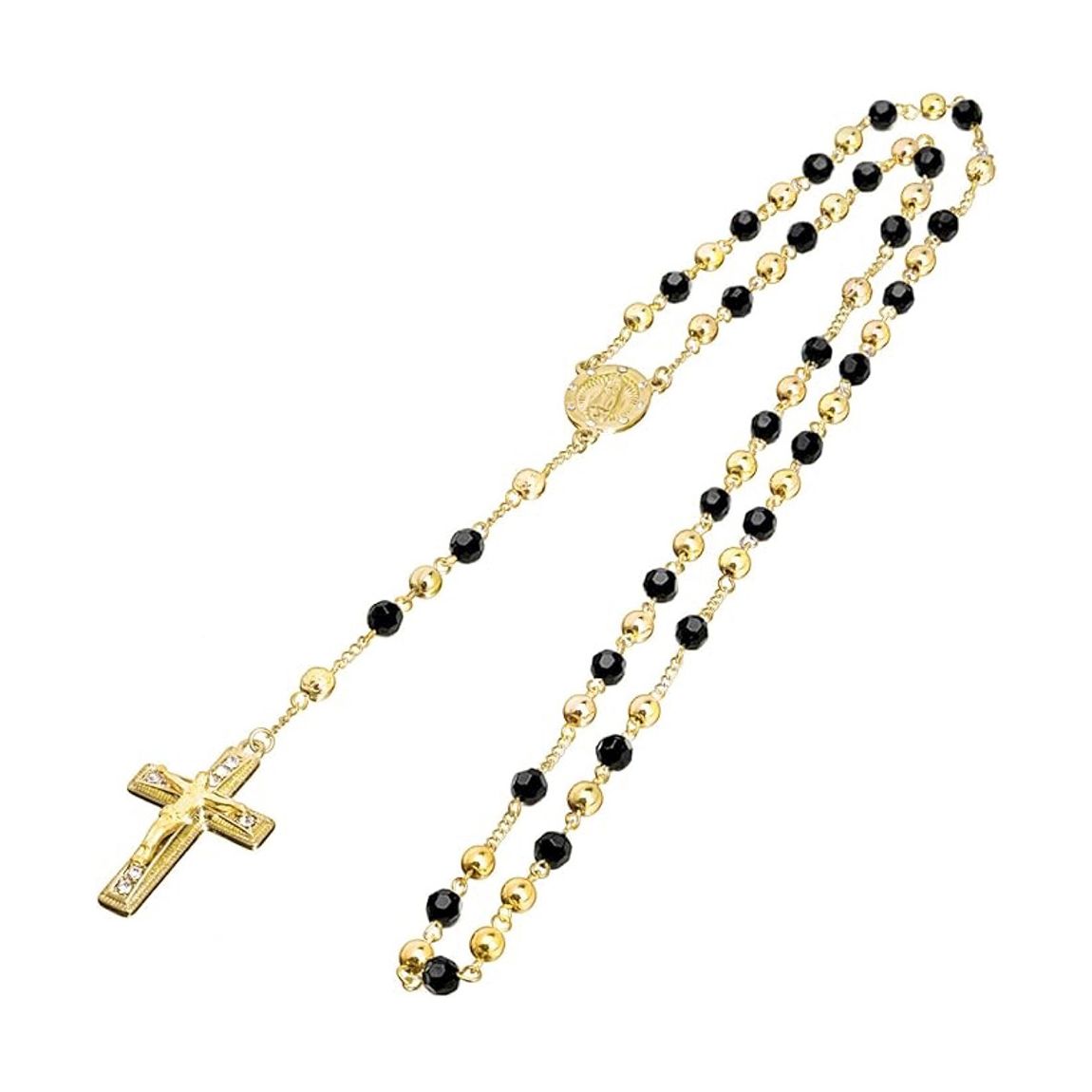 18K Gold & Black Onyx Rosary Necklace main product photo