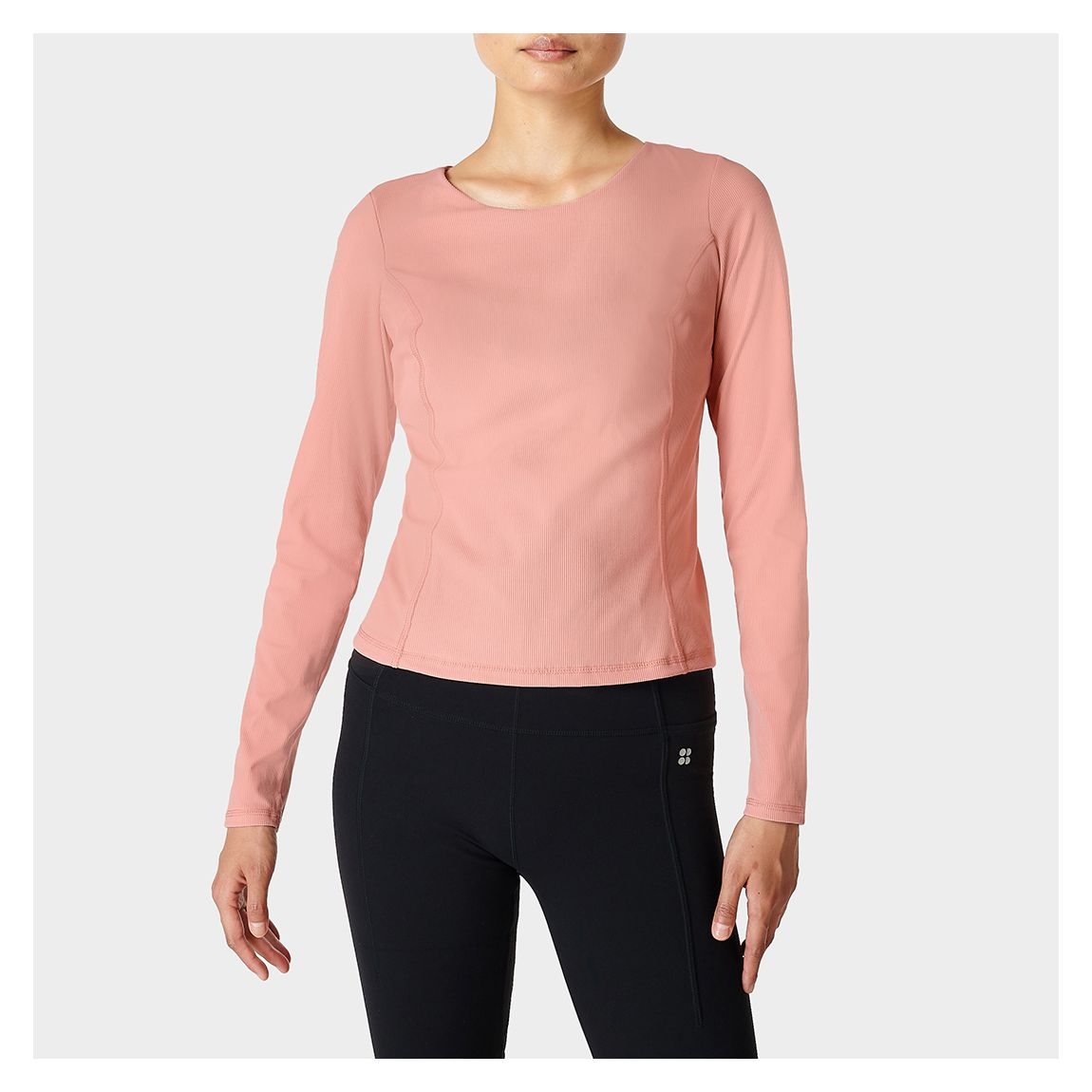 Pink Super Soft Rib Yoga Long Sleeve Top main product photo
