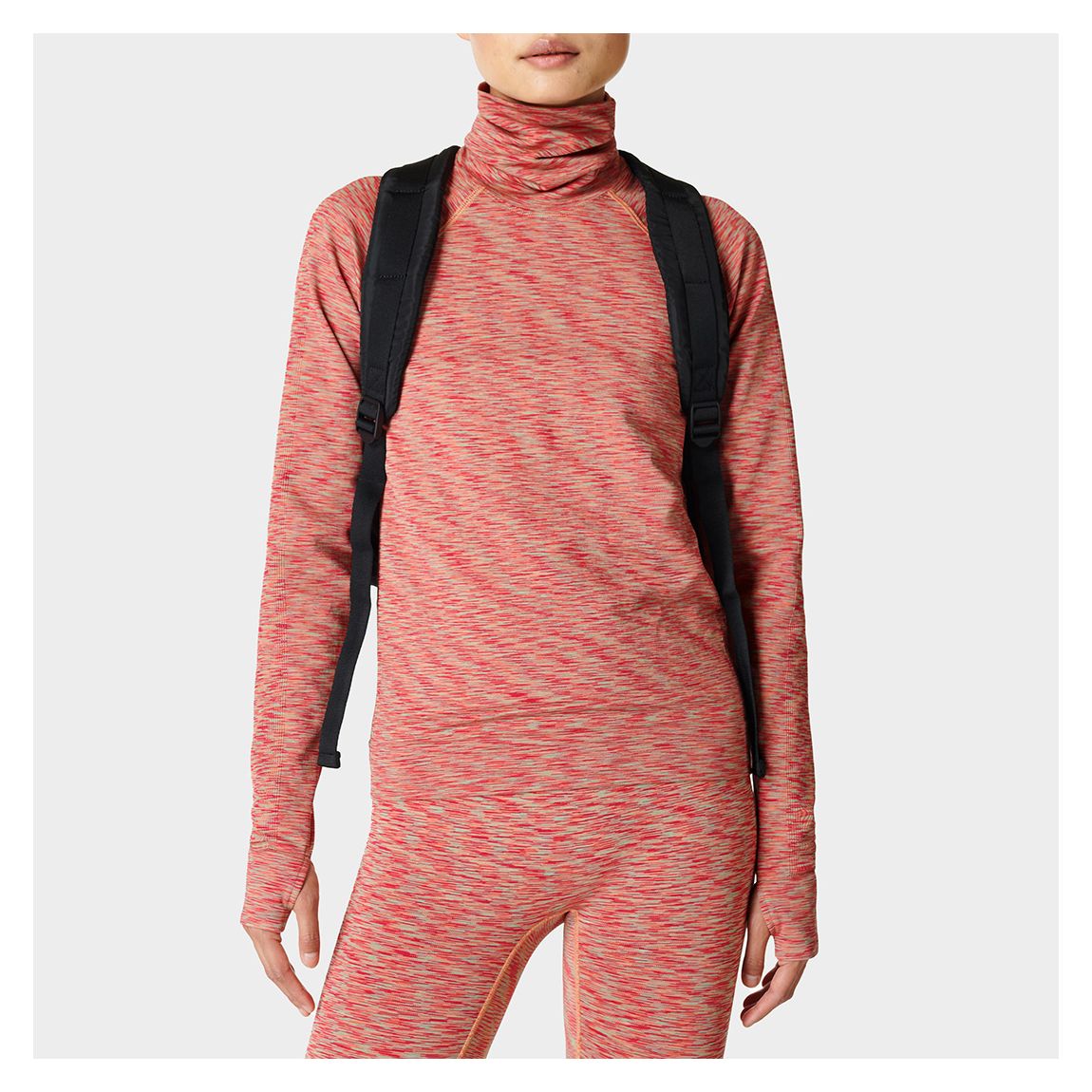 Pink Spacedye Funnel Neck Base Layer Top main product photo