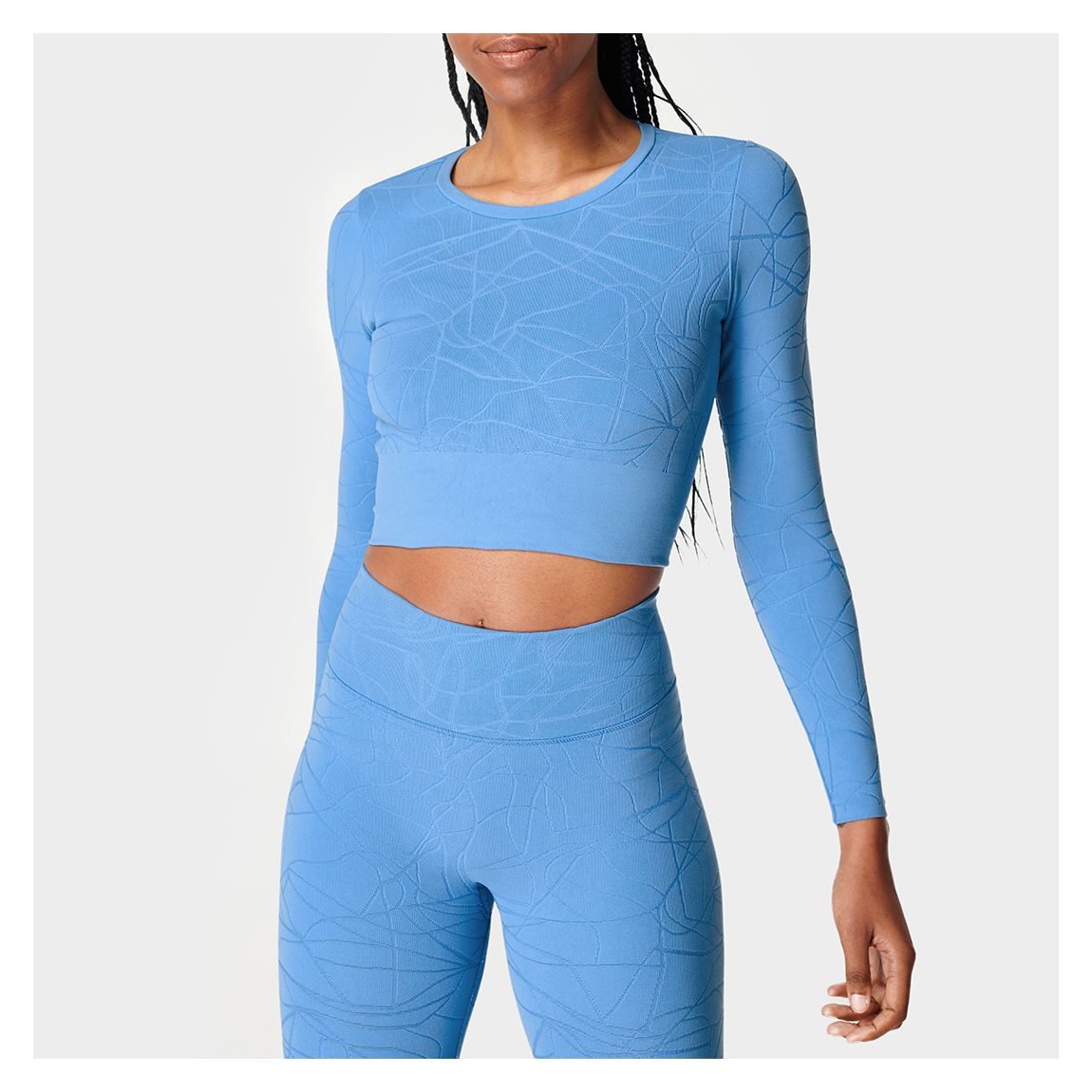 Blue Motion Jacquard Long Sleeve Top main product photo