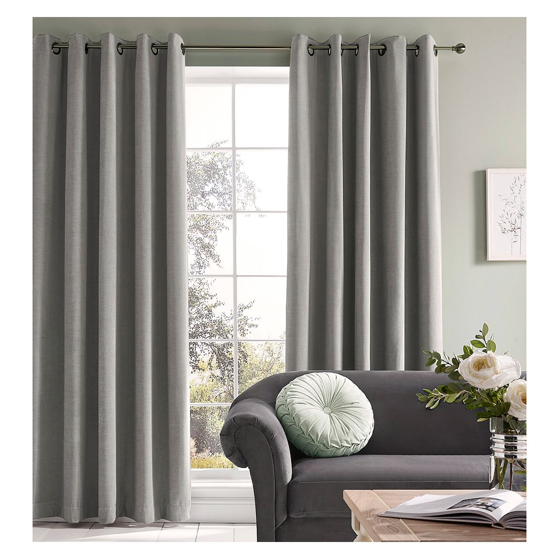 Abbott 223x228cm Eyelet Curtains, Steel main product photo