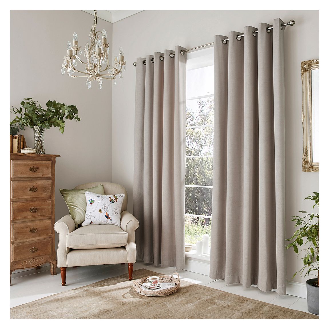 Abbott 162x182cm Eyelet Curtains, Dove Grey main product photo