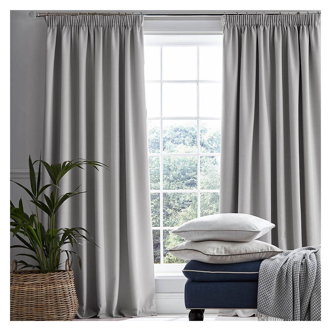 Stephanie 162x137cm Header Tape Black Out Curtains, Steel main product photo