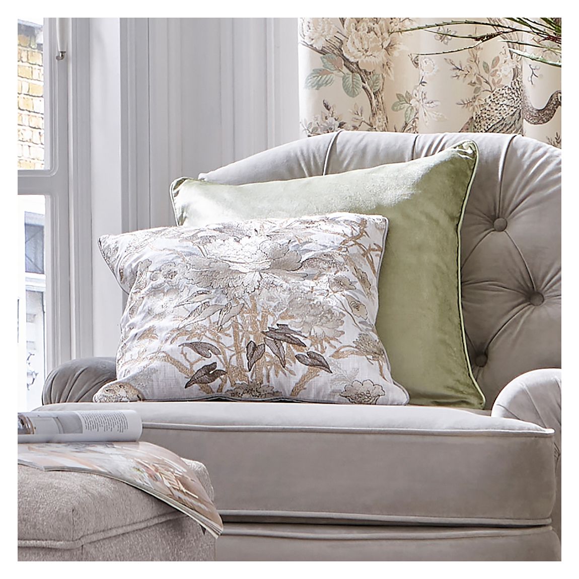 Overton 43x43cm Feather Cushion, Steel main product photo