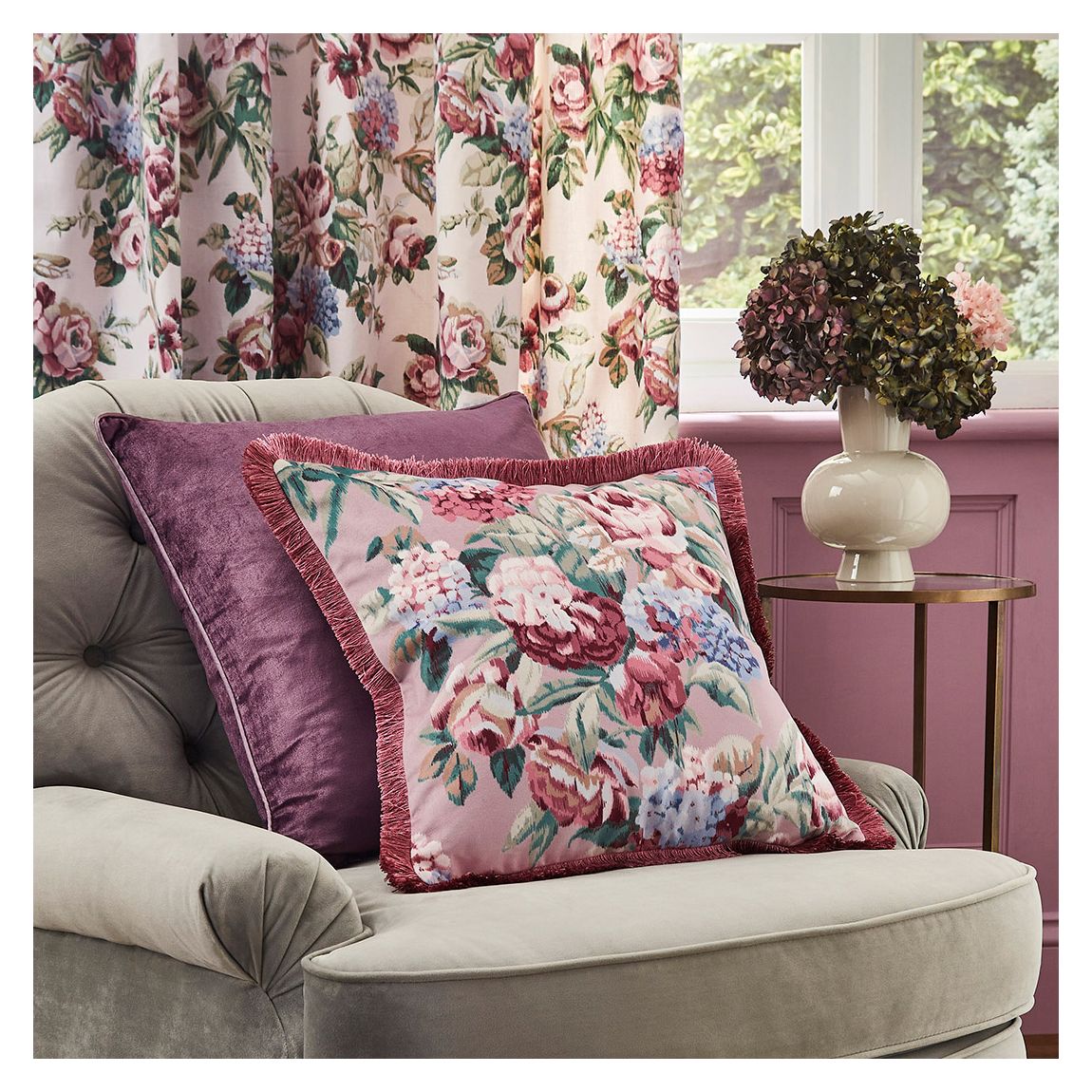 Pembrey 45x45cm Feather Cushion, Mulberry main product photo