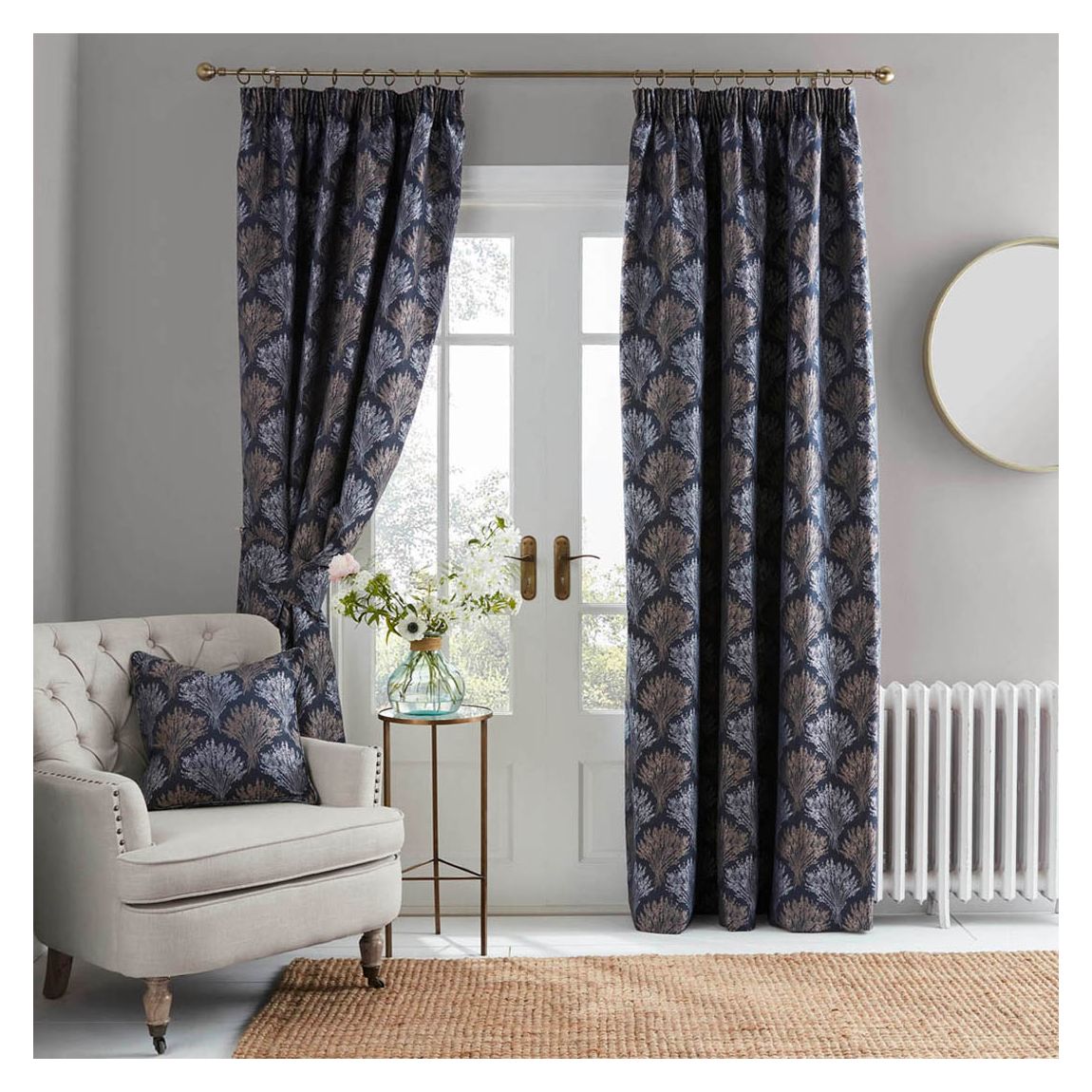 Kimpton 229x229cm Blackout Headertape Curtains, Navy main product photo