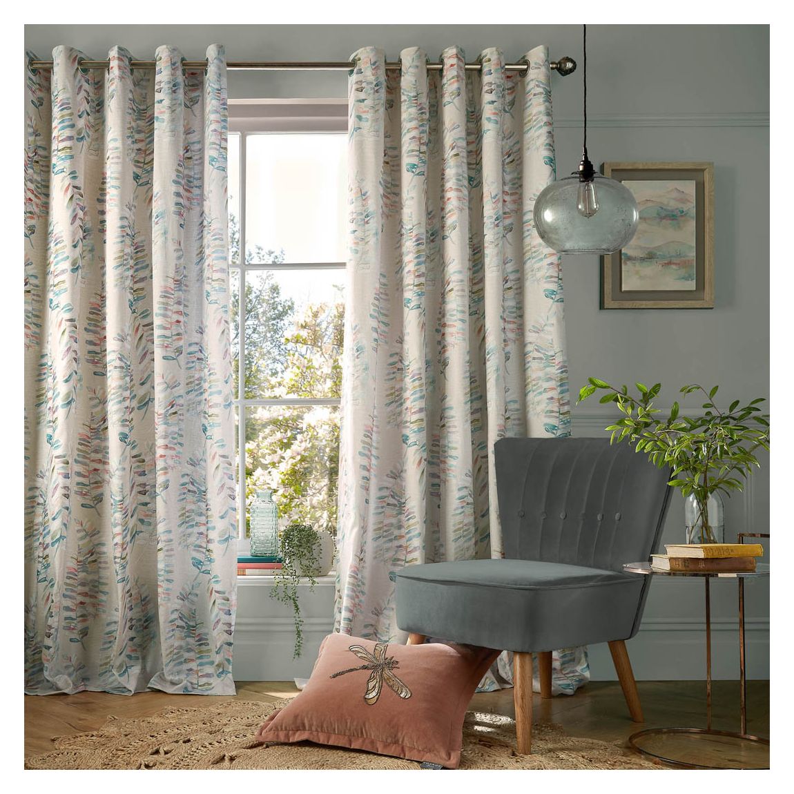 Azolla 168x183cm Eyelet Curtains, Multi main product photo