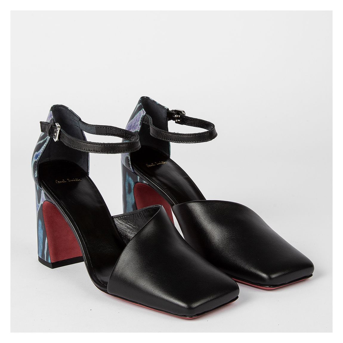 Black Leather Evelyn Heeled Sandal main product photo