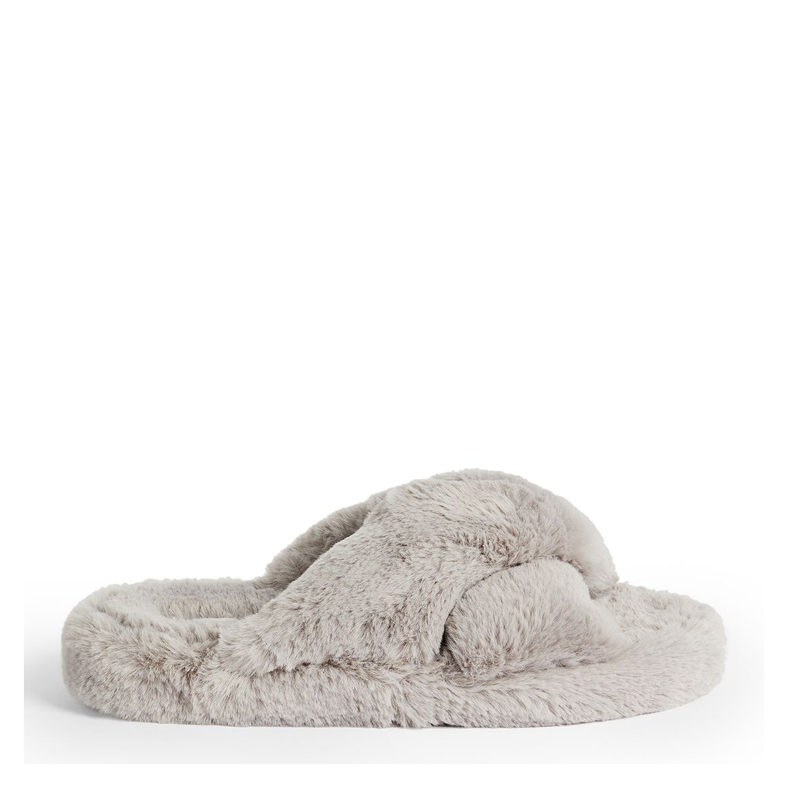 Grey Lopply Faux Fur Cross Over Slipper main product photo