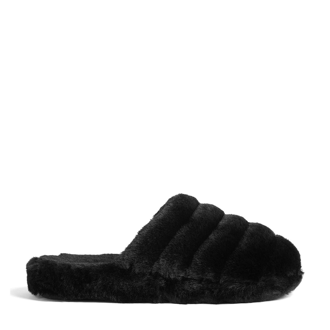 Black Lopsey Faux Fur Mule Slipper main product photo