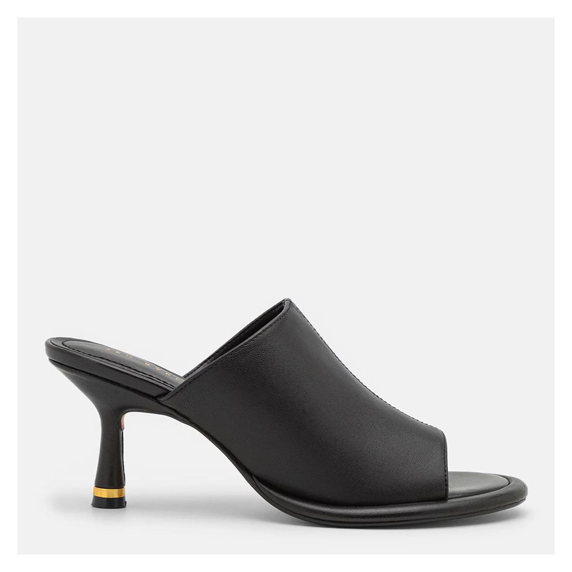 Black Leather Barbs Heeled Mule main product photo