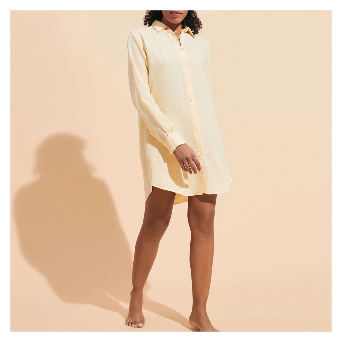 Yellow Fragrance Linen Shirt Dress main product photo